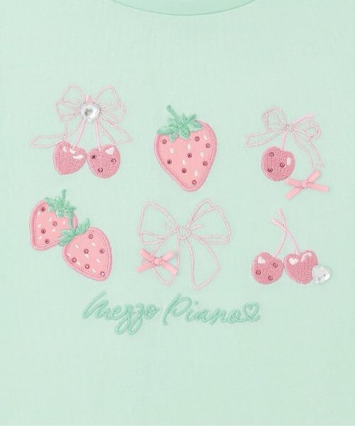 mezzo piano / メゾピアノ Tシャツ | イチゴチェリーアップリケ　長袖Tシャツ | 詳細3
