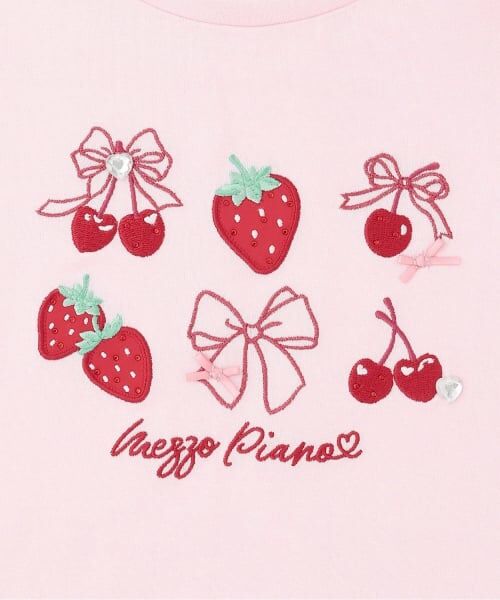 mezzo piano / メゾピアノ Tシャツ | イチゴチェリーアップリケ　長袖Tシャツ | 詳細4