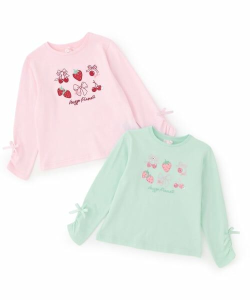 mezzo piano / メゾピアノ Tシャツ | イチゴチェリーアップリケ　長袖Tシャツ | 詳細9