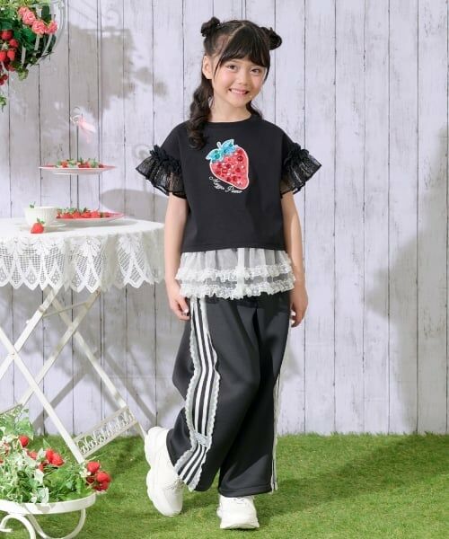 mezzo piano / メゾピアノ Tシャツ | Bigイチゴ袖フリル　半袖Tシャツ | 詳細13