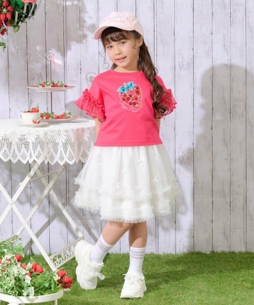 mezzo piano / メゾピアノ Tシャツ | Bigイチゴ袖フリル　半袖Tシャツ | 詳細14