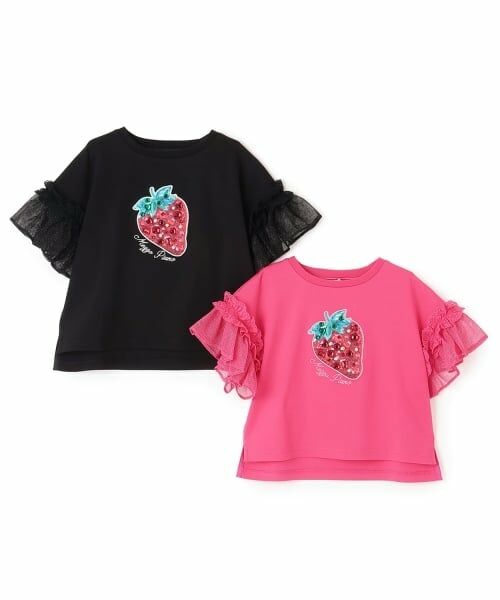 mezzo piano / メゾピアノ Tシャツ | Bigイチゴ袖フリル　半袖Tシャツ | 詳細9