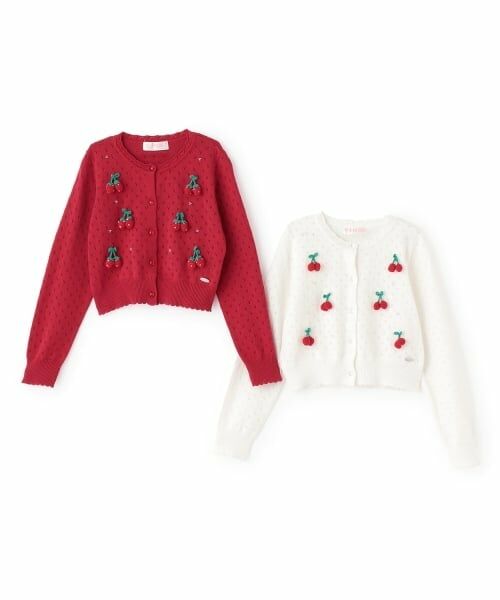 mezzo piano / メゾピアノ カーディガン・ボレロ | イチゴ・チェリーモチーフ　カーディガン | 詳細7