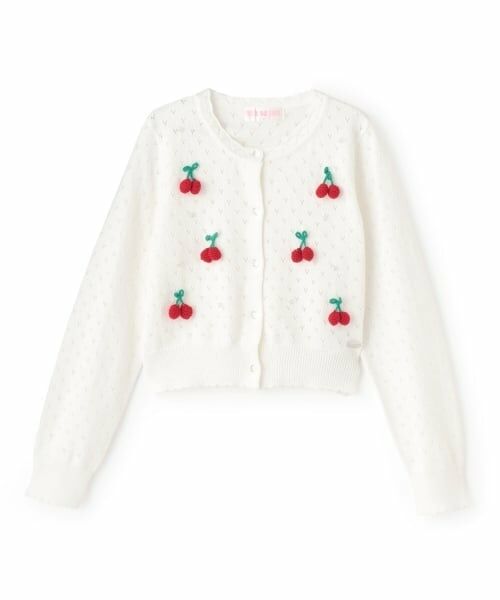 mezzo piano / メゾピアノ カーディガン・ボレロ | イチゴ・チェリーモチーフ　カーディガン（オフ ホワイト）