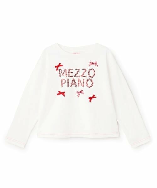 mezzo piano / メゾピアノ Tシャツ | ラインストーンロゴ 長袖Tシャツ | 詳細10