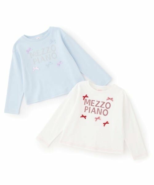 mezzo piano / メゾピアノ Tシャツ | ラインストーンロゴ 長袖Tシャツ | 詳細8