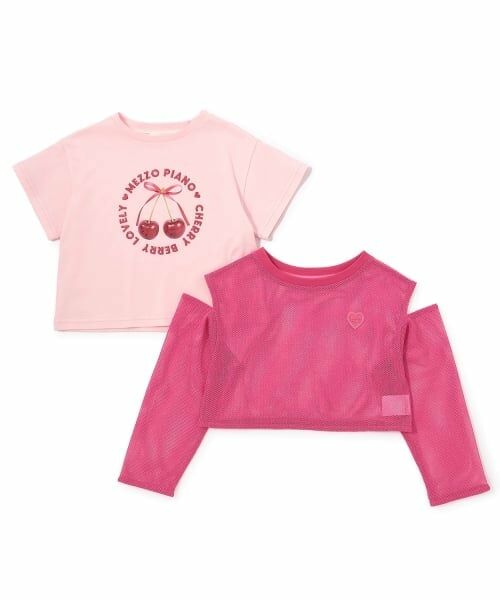 mezzo piano / メゾピアノ Tシャツ | メッシュレイヤード　半袖Tシャツセット | 詳細2