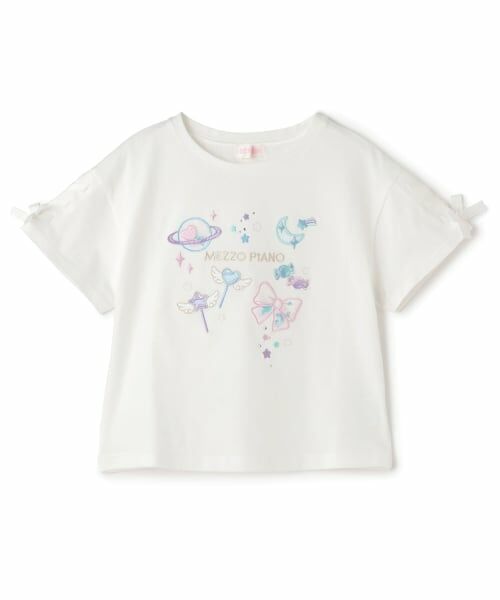 mezzo piano / メゾピアノ Tシャツ | シャカシャカプラネット　半袖Tシャツ（オフ ホワイト）