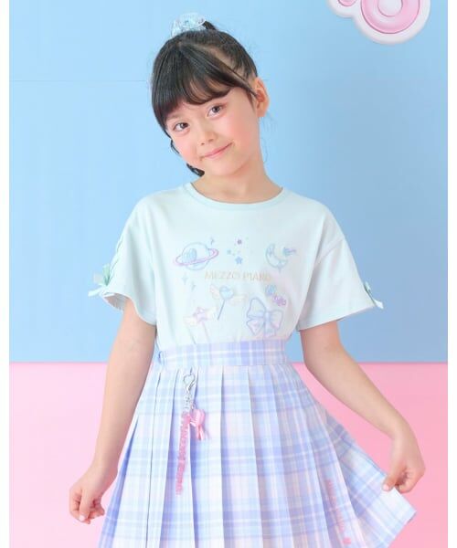 mezzo piano / メゾピアノ Tシャツ | シャカシャカプラネット　半袖Tシャツ（ミント）