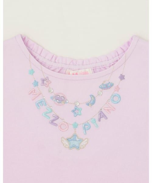 mezzo piano / メゾピアノ Tシャツ | ネックレス刺しゅう　袖フリル　半袖Tシャツ | 詳細2