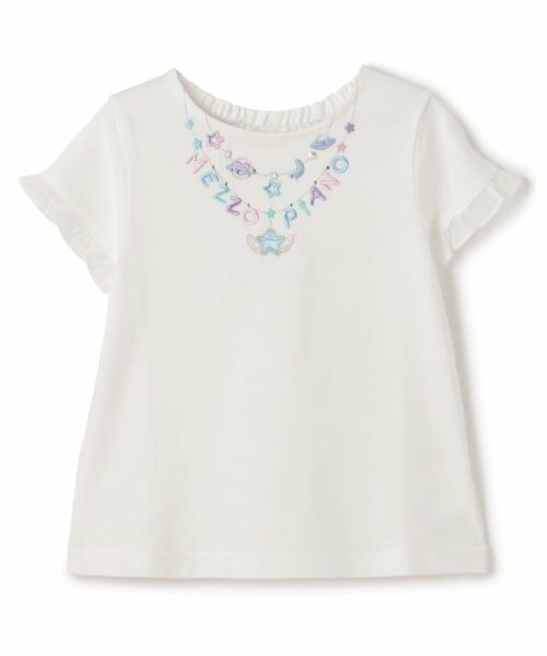 mezzo piano / メゾピアノ Tシャツ | ネックレス刺しゅう　袖フリル　半袖Tシャツ | 詳細9