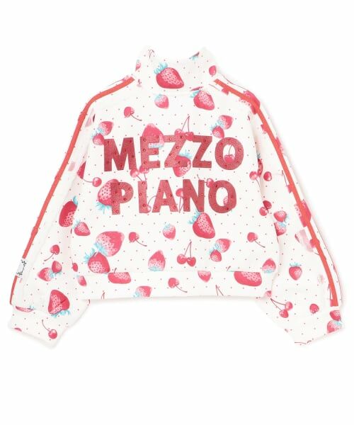 mezzo piano / メゾピアノ スウェット | イチゴチェリー柄　袖レースラインジャージ | 詳細1