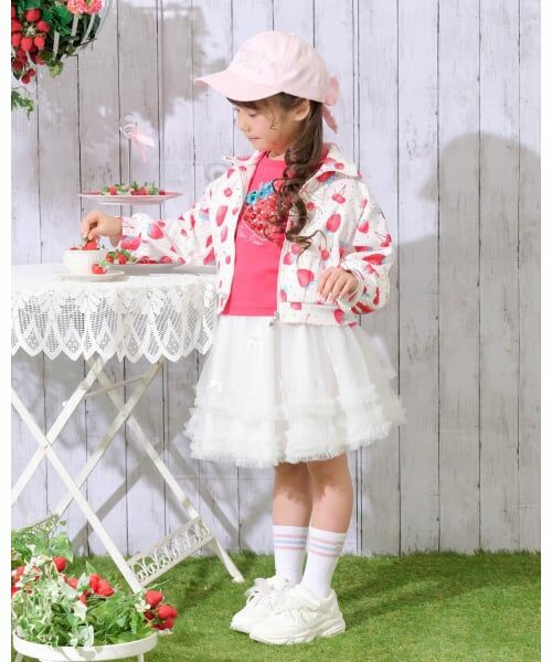 mezzo piano / メゾピアノ スウェット | イチゴチェリー柄　袖レースラインジャージ | 詳細11