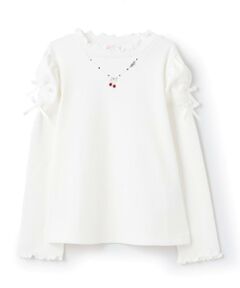 mezzo piano / メゾピアノ Tシャツ | ネックレス刺しゅう　プチハイネック　長袖Tシャツ