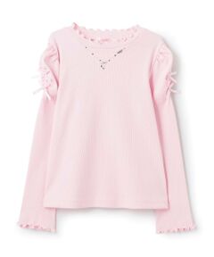 mezzo piano / メゾピアノ Tシャツ | ネックレス刺しゅう　プチハイネック　長袖Tシャツ