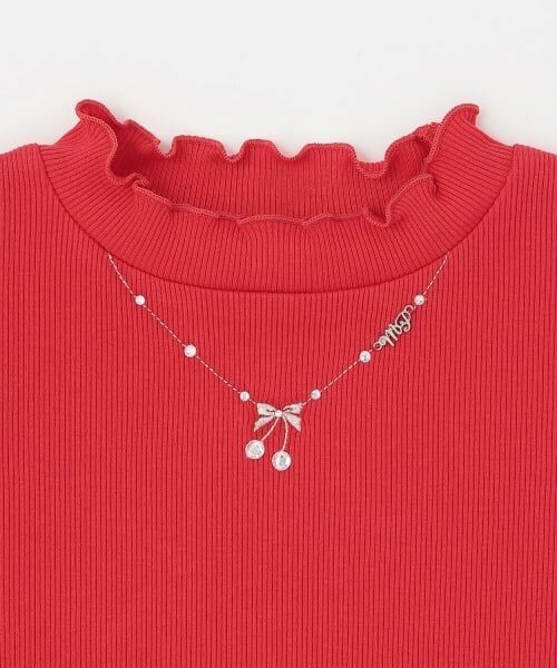 mezzo piano / メゾピアノ Tシャツ | ネックレス刺しゅう　プチハイネック　長袖Tシャツ | 詳細2