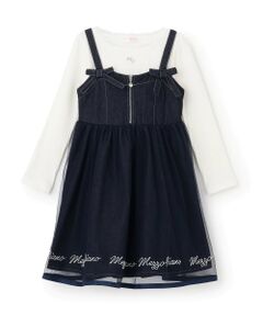 mezzo piano / メゾピアノ ミニ丈・ひざ丈ワンピース | ジャンパースカート＆長袖TシャツSET