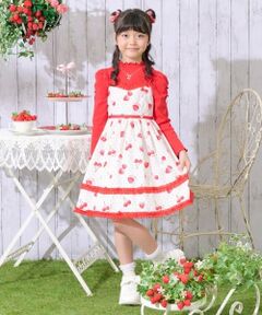 mezzo piano / メゾピアノ ミニ丈・ひざ丈ワンピース | イチゴチェリードット柄　キャミワンピース