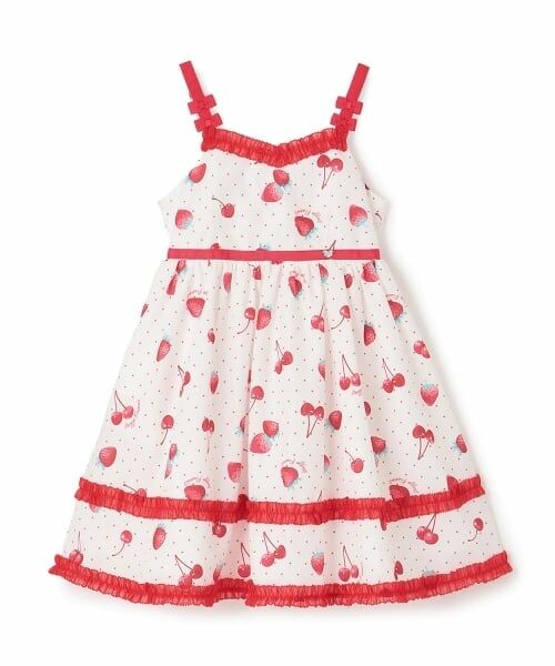 mezzo piano / メゾピアノ ミニ丈・ひざ丈ワンピース | イチゴチェリードット柄　キャミワンピース | 詳細11
