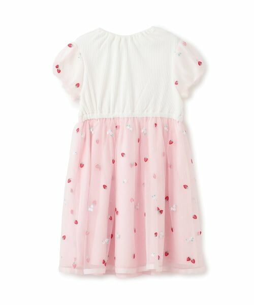 mezzo piano / メゾピアノ ミニ丈・ひざ丈ワンピース | イチゴ刺しゅうチュール ドッキングワンピース | 詳細1