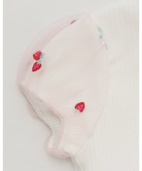 mezzo piano / メゾピアノ ミニ丈・ひざ丈ワンピース | イチゴ刺しゅうチュール ドッキングワンピース | 詳細4