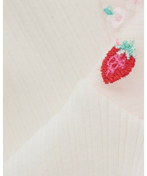 mezzo piano / メゾピアノ ミニ丈・ひざ丈ワンピース | イチゴ刺しゅうチュール ドッキングワンピース | 詳細7