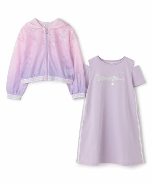 mezzo piano / メゾピアノ ミニ丈・ひざ丈ワンピース | メッシュZIPパーカ　＆肩開きカットワンピースセット | 詳細2