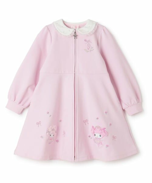 mezzo piano / メゾピアノ ミニ丈・ひざ丈ワンピース | 【マイメロディ/マイスウィートピアノ】フロントZIPワンピース（ピンク）