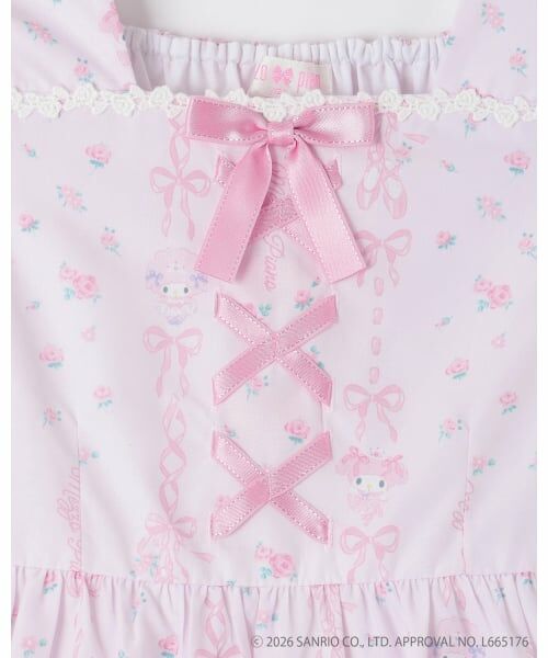 mezzo piano / メゾピアノ ミニ丈・ひざ丈ワンピース | 【マイメロディ/マイスウィートピアノ】バレリーナ柄ワンピース | 詳細4