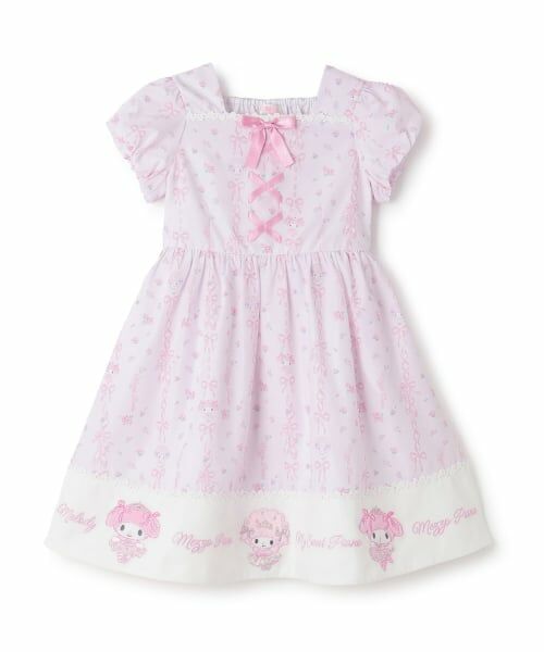 mezzo piano / メゾピアノ ミニ丈・ひざ丈ワンピース | 【マイメロディ/マイスウィートピアノ】バレリーナ柄ワンピース（ライト ピンク）