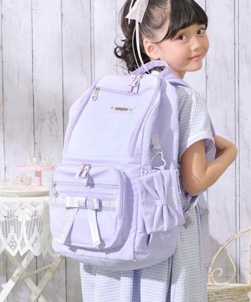 mezzo piano / メゾピアノ リュック・バックパック | ポーチ付ロゴリボンリュック容量約24L（ラベンダー）