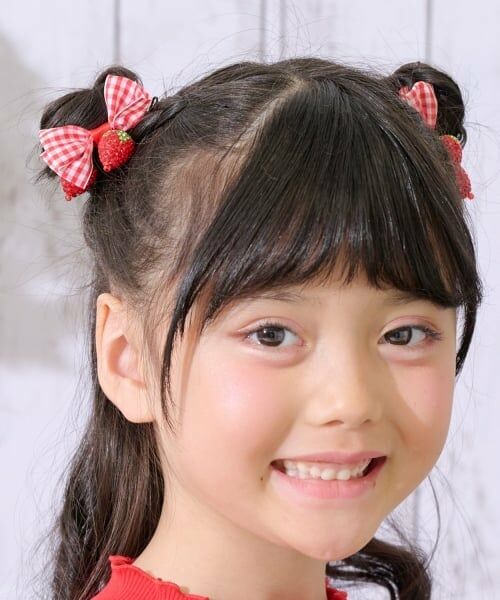 mezzo piano / メゾピアノ ヘアゴム・シュシュ | イチゴリボン　ヘアポニー（赤）