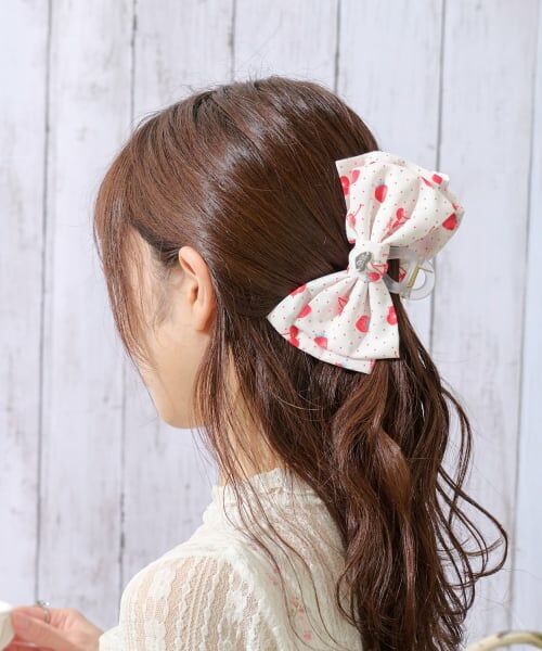 mezzo piano / メゾピアノ ヘアピン | イチゴチェリードット柄　リボンヘアクリップ | 詳細5