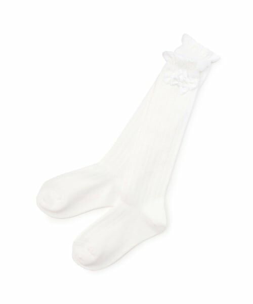 mezzo piano / メゾピアノ ソックス | リボンイッパイ　ハイソックス【日本製】（オフ ホワイト）
