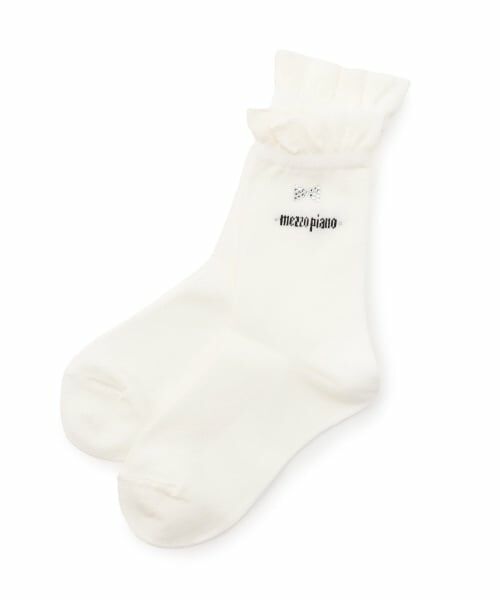 mezzo piano / メゾピアノ ソックス | リボンラインストーンつき　ソックス【日本製】（オフ ホワイト）