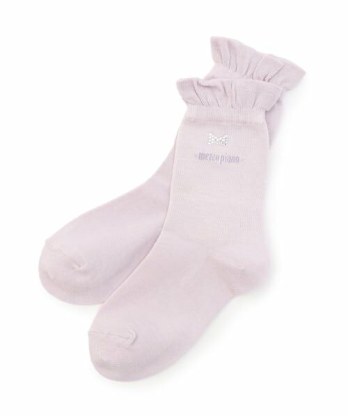 mezzo piano / メゾピアノ ソックス | リボンラインストーンつき　ソックス【日本製】（ラベンダー）
