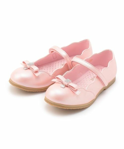 mezzo piano / メゾピアノ ビジネス・ドレスシューズ | スカラップリボン　バレエシューズ（ライト ピンク）