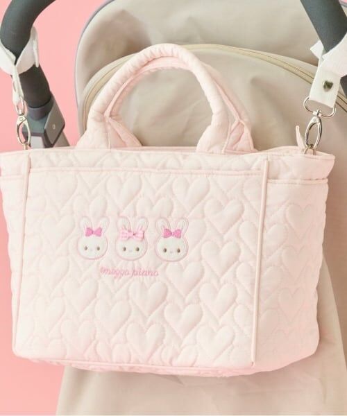 mezzo piano / メゾピアノ ママバッグ・収納ポーチ | 【メゾピアノママ】ウサギアップリケ2wayトートバッグ（ライト ピンク）