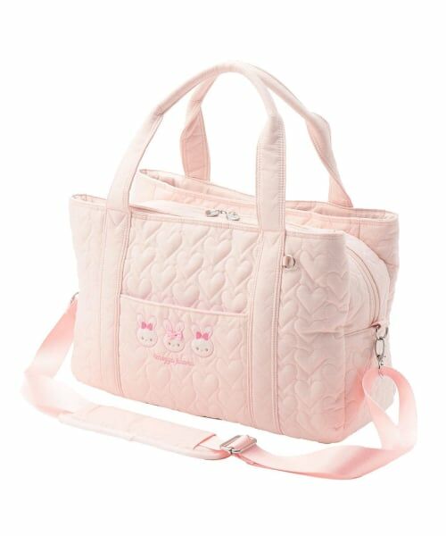 mezzo piano / メゾピアノ ママバッグ・収納ポーチ | 【メゾピアノママ】ウサギアップリケマザーズバッグショルダー付（ライト ピンク）