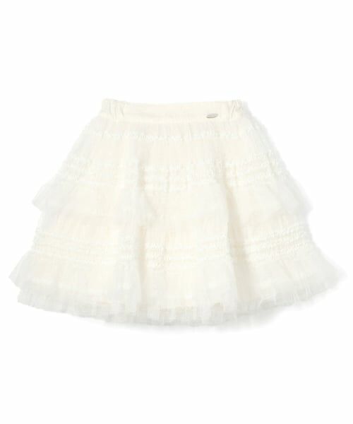 mezzo piano / メゾピアノ ミニ・ひざ丈スカート | 【人気商品再入荷】【直営店で取り扱い無し】ランダムチュール スカート(オフ ホワイト)
