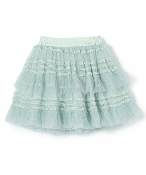 mezzo piano / メゾピアノ ミニ・ひざ丈スカート | 【人気商品再入荷】【直営店で取り扱い無し】ランダムチュール スカート(サックス)