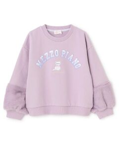 mezzo piano / メゾピアノ スウェット | 6044212R どうぶつロゴ　ファー袖トレーナー
