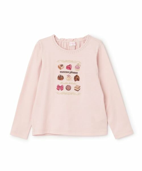 mezzo piano / メゾピアノ Tシャツ | 6043209R アソートチョコBOX　長袖Tシャツ（ピンク）