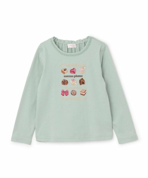 mezzo piano / メゾピアノ Tシャツ | 6043209R アソートチョコBOX　長袖Tシャツ（ミント）