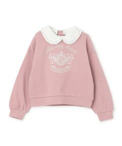 mezzo piano / メゾピアノ スウェット | 【人気商品再入荷】【直営店で取り扱い無し】カレッジ刺しゅう　衿つきトレーナー