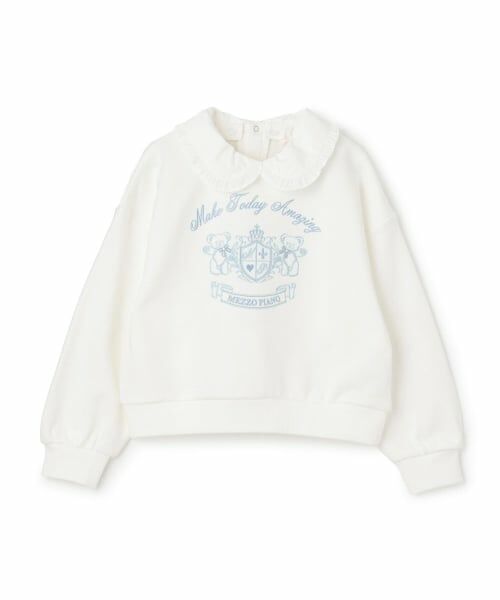 mezzo piano / メゾピアノ スウェット | 【人気商品再入荷】【直営店で取り扱い無し】カレッジ刺しゅう　衿つきトレーナー（オフ ホワイト）