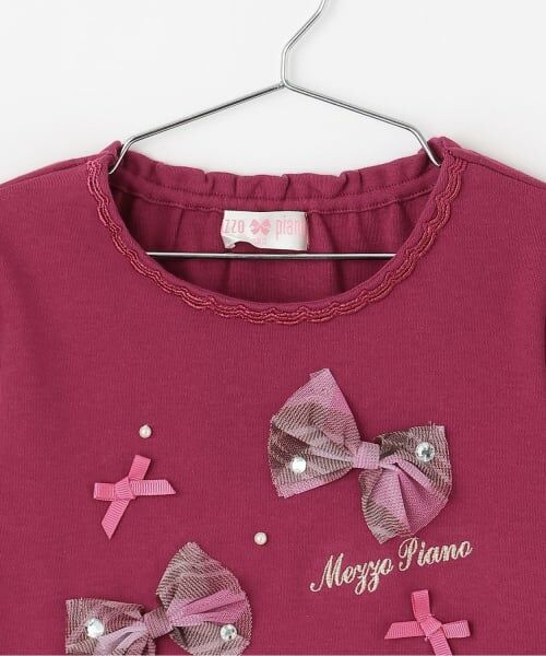 mezzo piano / メゾピアノ Tシャツ | 【人気商品再入荷】【直営店で取り扱い無し】チェックリボンいっぱい　長袖Tシャツ | 詳細2
