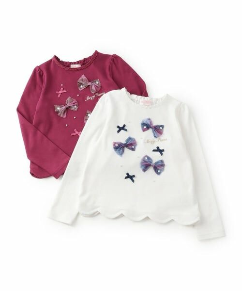 mezzo piano / メゾピアノ Tシャツ | 【人気商品再入荷】【直営店で取り扱い無し】チェックリボンいっぱい　長袖Tシャツ | 詳細6