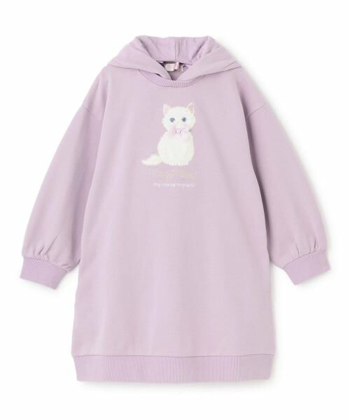 mezzo piano / メゾピアノ ミニ丈・ひざ丈ワンピース | 6044316R どうぶつモチーフ　パーカワンピース（ラベンダー）