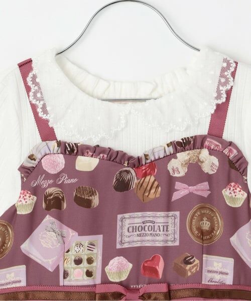 mezzo piano / メゾピアノ ミニ丈・ひざ丈ワンピース | 【人気商品再入荷】【直営店で取り扱い無し】ボンボンショコラ柄　ドッキングワンピース | 詳細2
